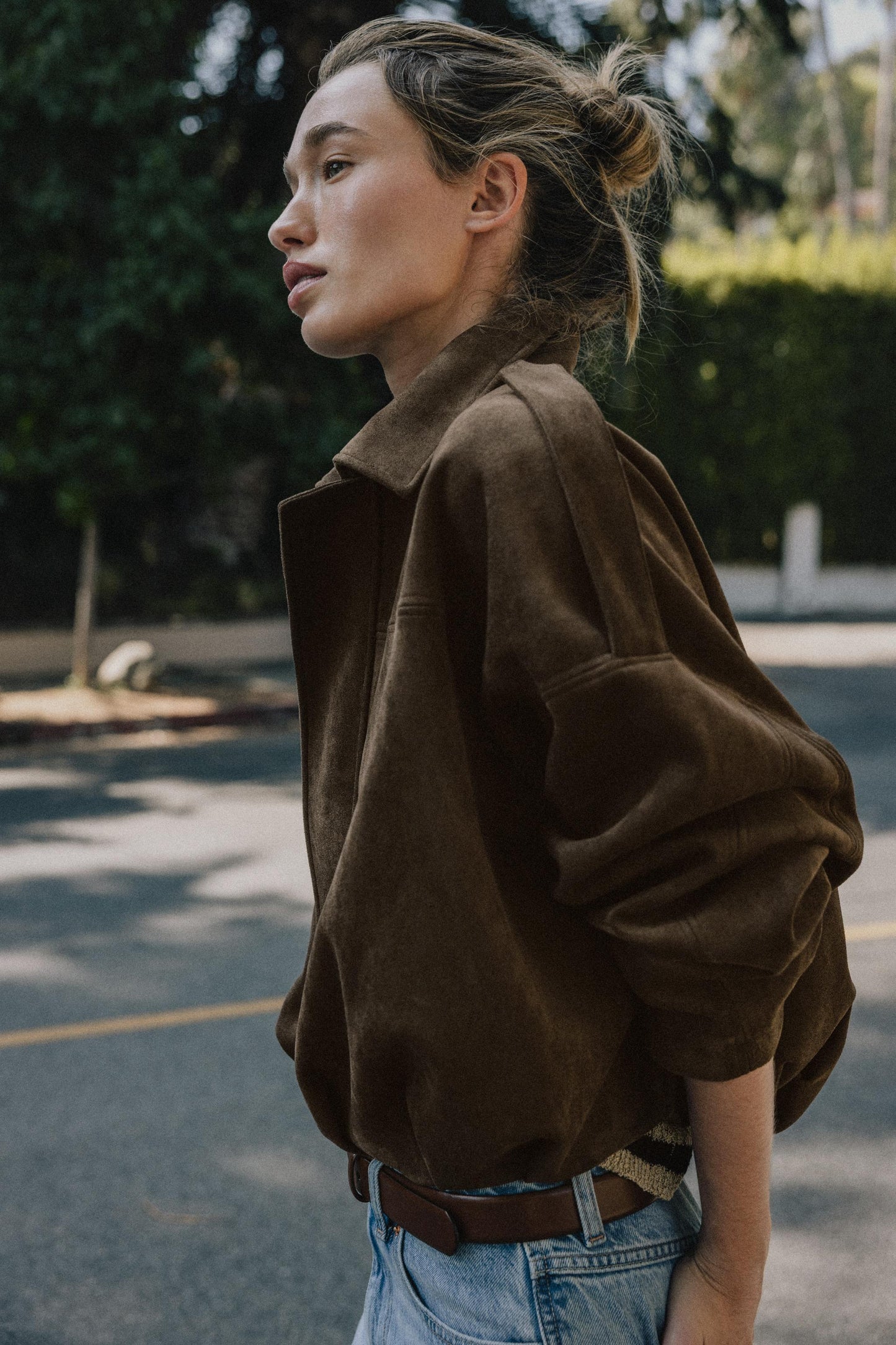 Suede Effect Bomber Jacket