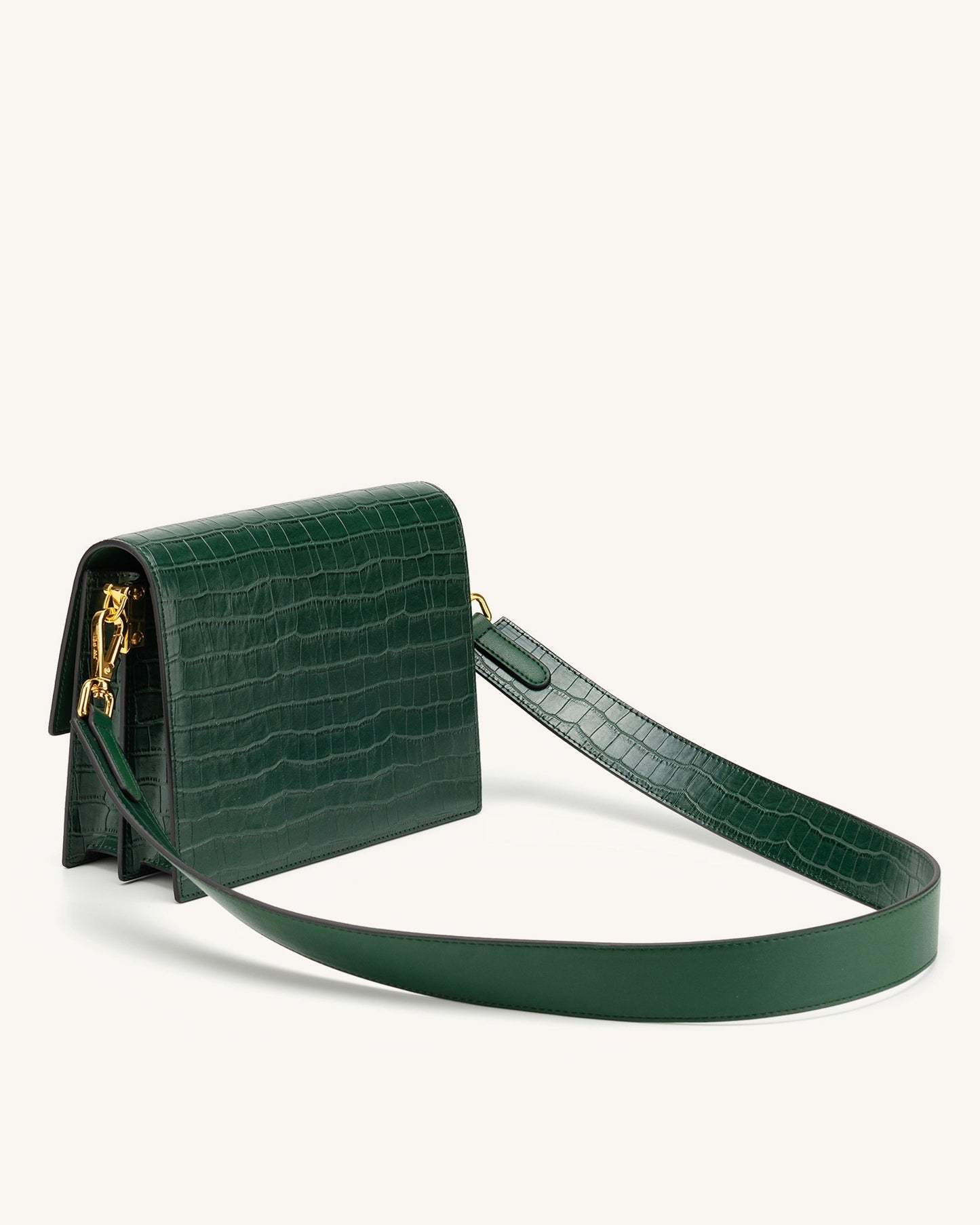 Mini borsa a patta - Coccodrillo verde scuro