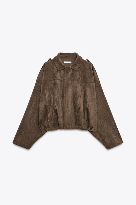 Giacca Bomber Effetto Camoscio