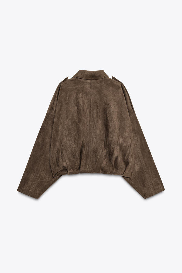 Giacca Bomber Effetto Camoscio