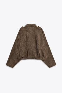 Giacca Bomber Effetto Camoscio