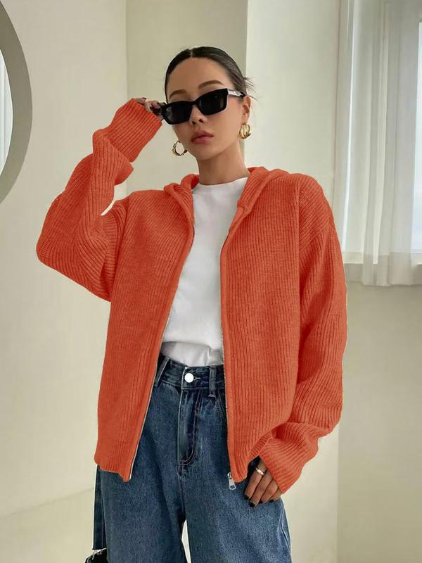 Evina™ Felpa con cappuccio lavorata a maglia con zip comoda