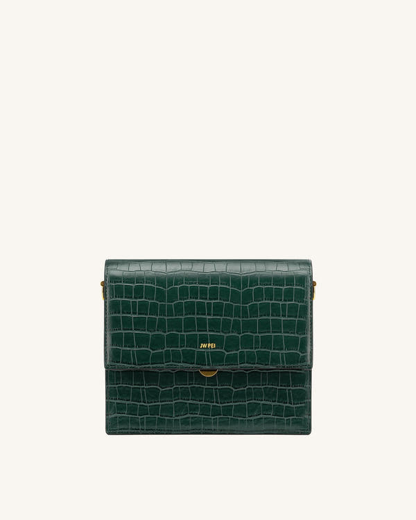 Mini borsa a patta - Coccodrillo verde scuro