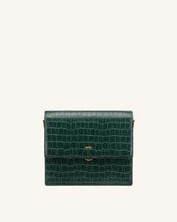 Mini borsa a patta - Coccodrillo verde scuro