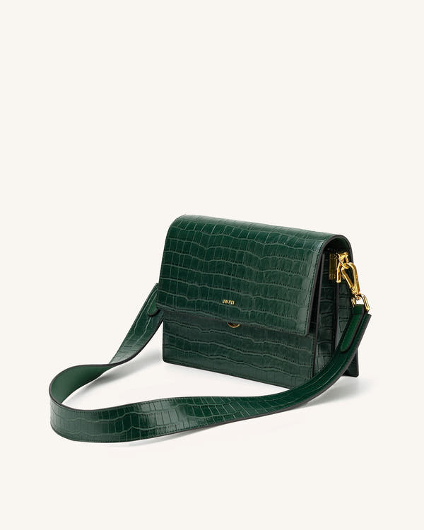 Mini borsa a patta - Coccodrillo verde scuro