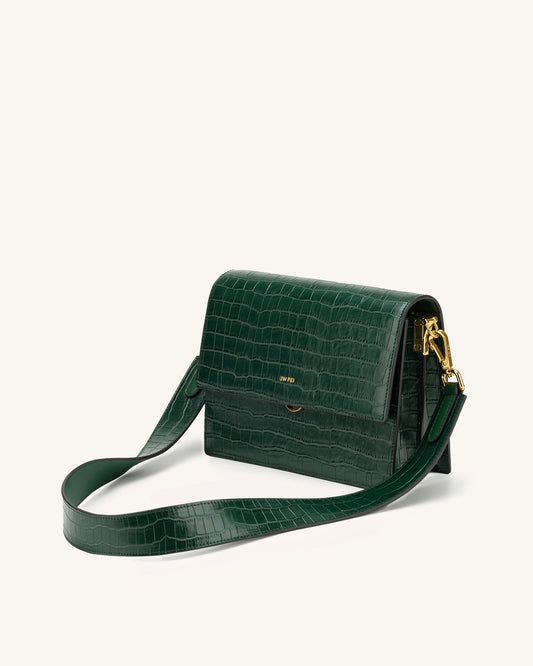 Mini borsa a patta - Coccodrillo verde scuro