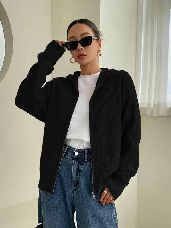 Evina™ Felpa con cappuccio lavorata a maglia con zip comoda