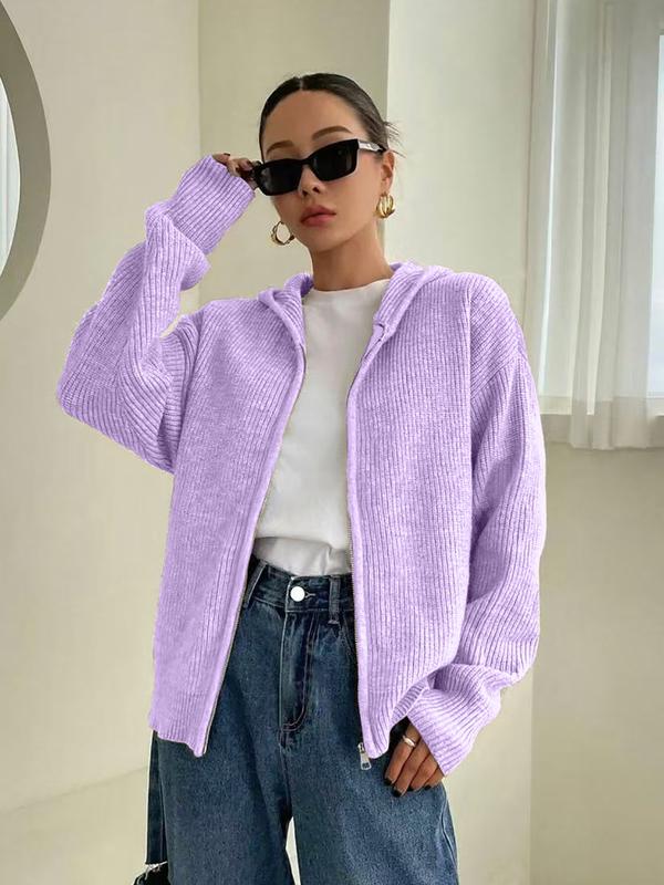 Evina™ Felpa con cappuccio lavorata a maglia con zip comoda