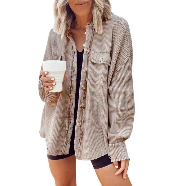 Evina™ Camicia Maglione a Maglia Waffle
