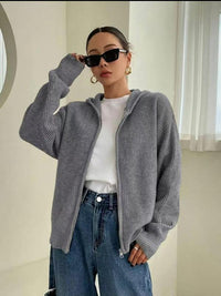 Evina™ Felpa con cappuccio lavorata a maglia con zip comoda