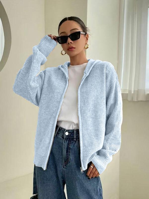 Evina™ Felpa con cappuccio lavorata a maglia con zip comoda