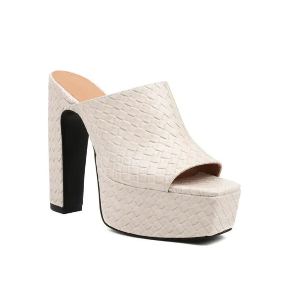 Sandali con zeppa in pelle Bianca