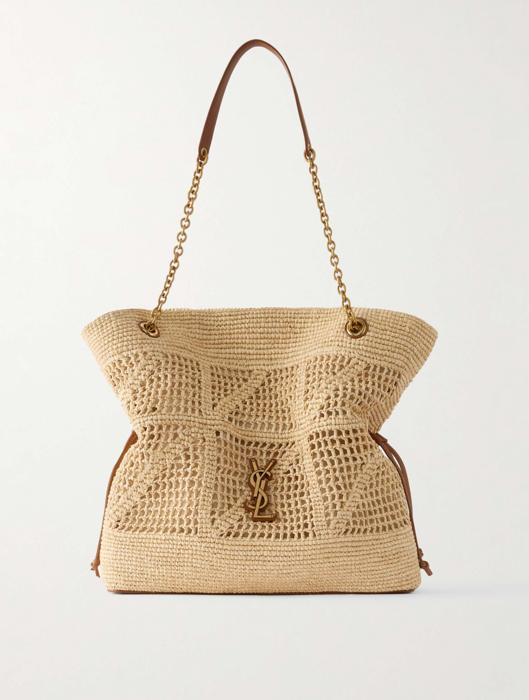 JAMIE TOTE BAG WITH RAFFIA LEATHER TRIM