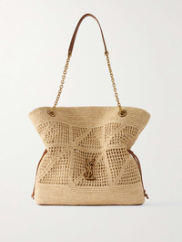 JAMIE TOTE BAG WITH RAFFIA LEATHER TRIM