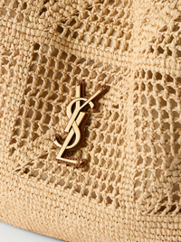JAMIE TOTE BAG WITH RAFFIA LEATHER TRIM