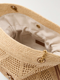 JAMIE TOTE BAG WITH RAFFIA LEATHER TRIM
