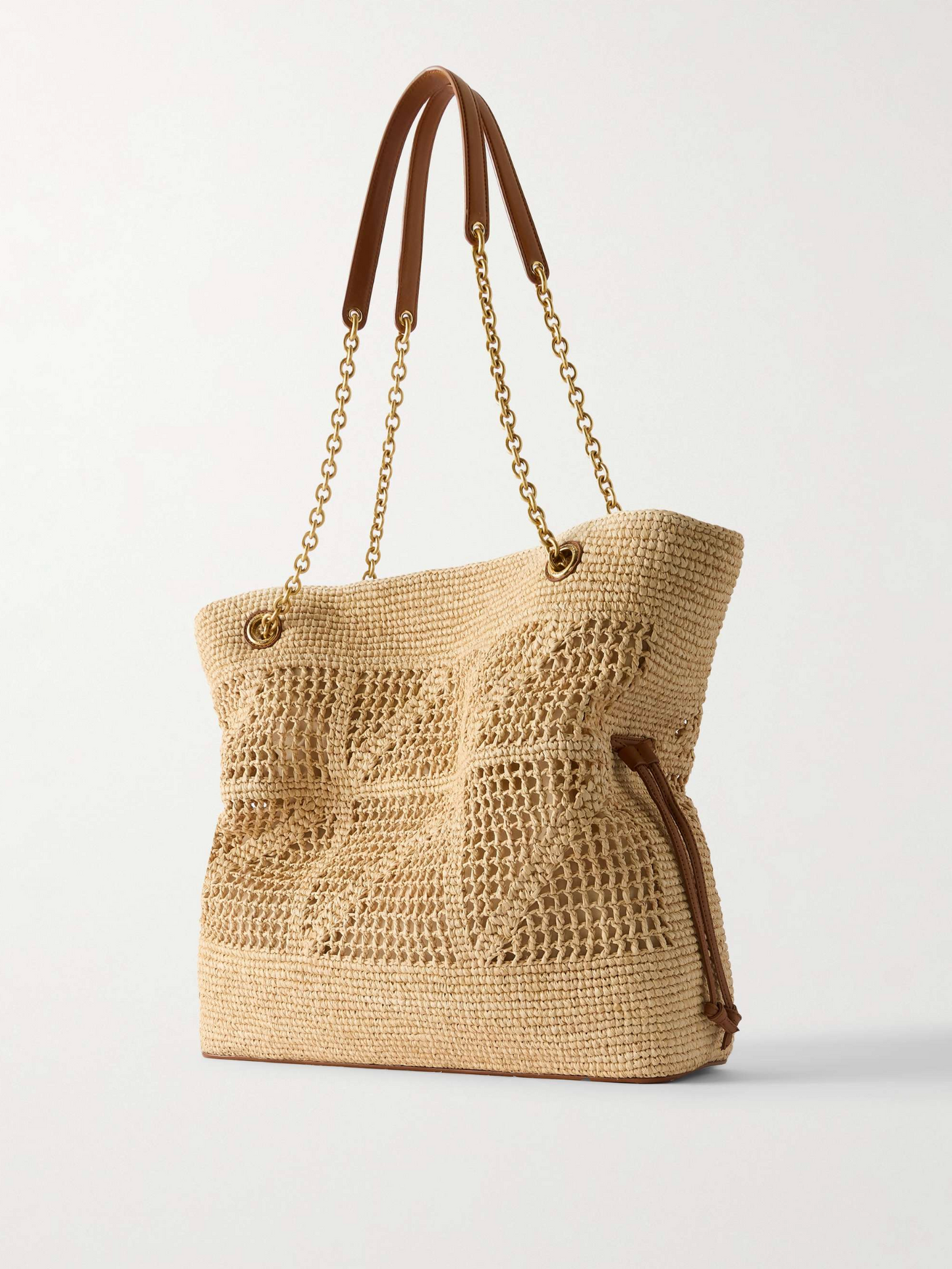 JAMIE TOTE BAG WITH RAFFIA LEATHER TRIM
