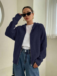 Evina™ Felpa con cappuccio lavorata a maglia con zip comoda