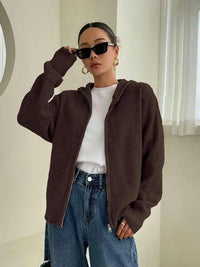 Evina™ Felpa con cappuccio lavorata a maglia con zip comoda