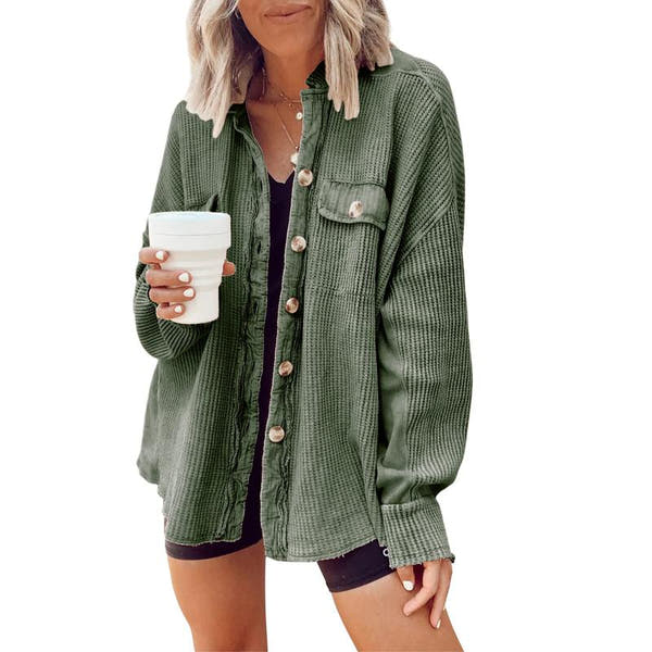 Evina™ Camicia Maglione a Maglia Waffle