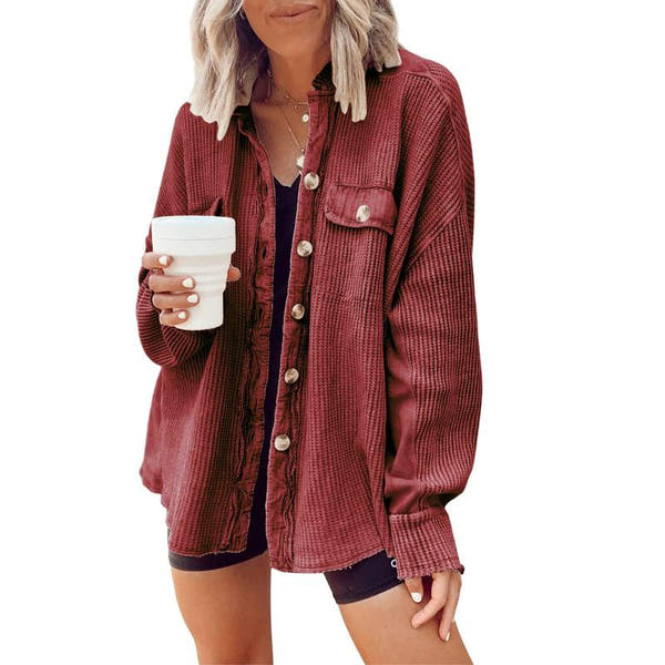 Evina™ Camicia Maglione a Maglia Waffle