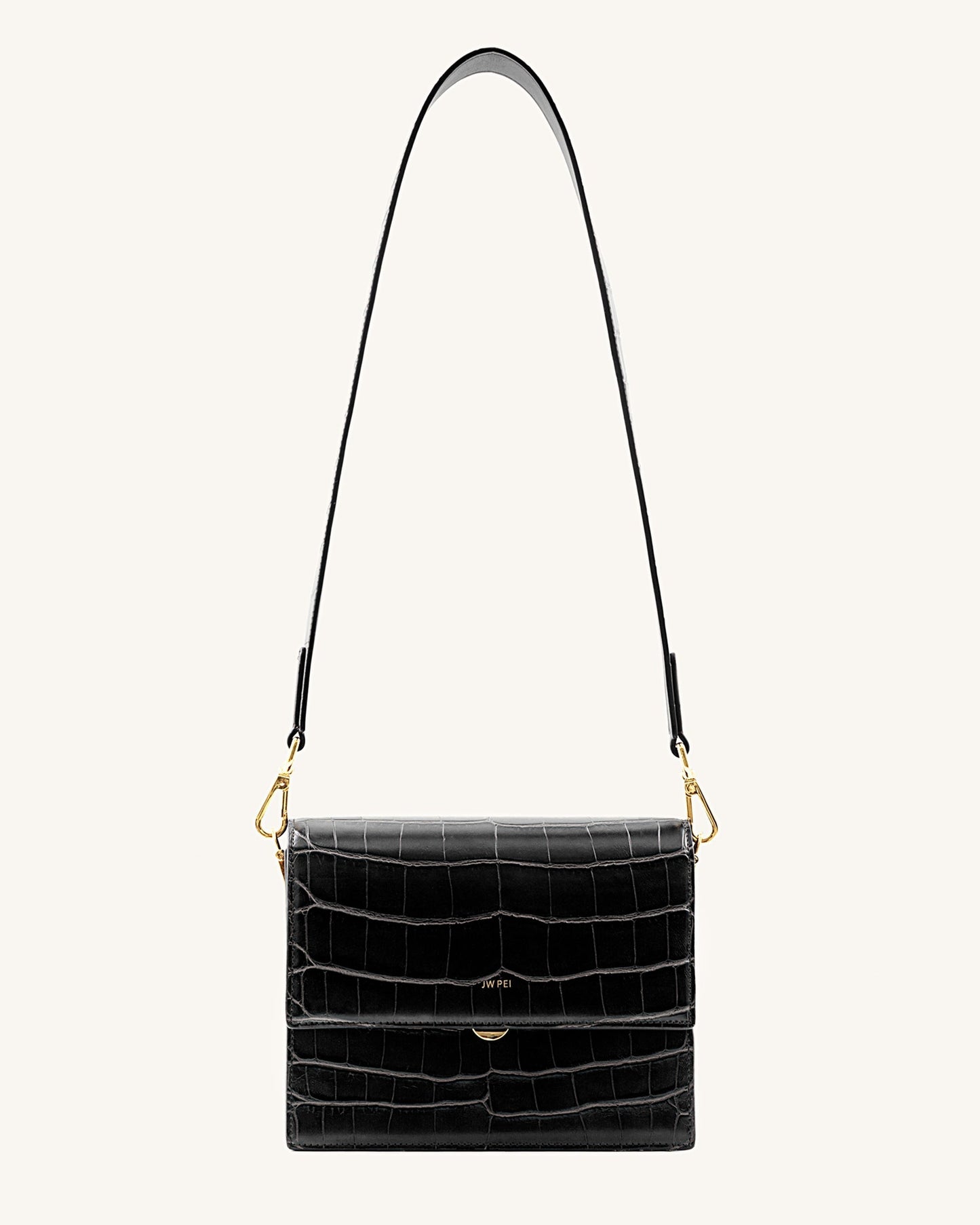 Mini borsa a patta - Coccodrillo nero