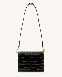 Mini borsa a patta - Coccodrillo nero