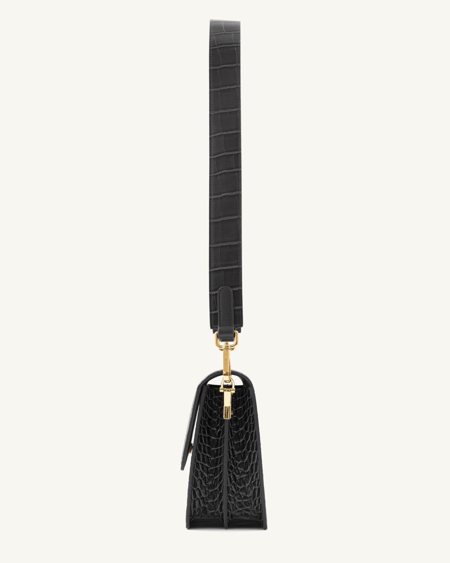Mini borsa a patta - Coccodrillo nero
