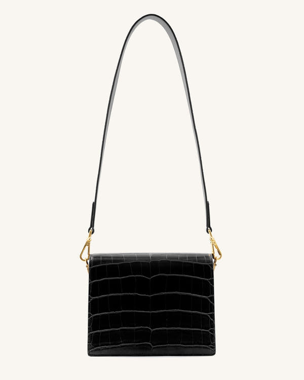 Mini borsa a patta - Coccodrillo nero