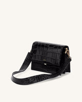 Mini borsa a patta - Coccodrillo nero