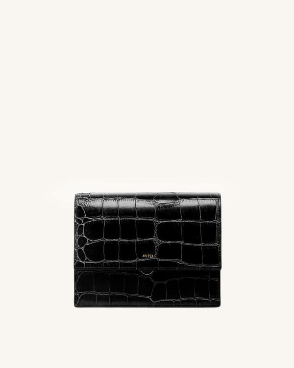 Mini borsa a patta - Coccodrillo nero