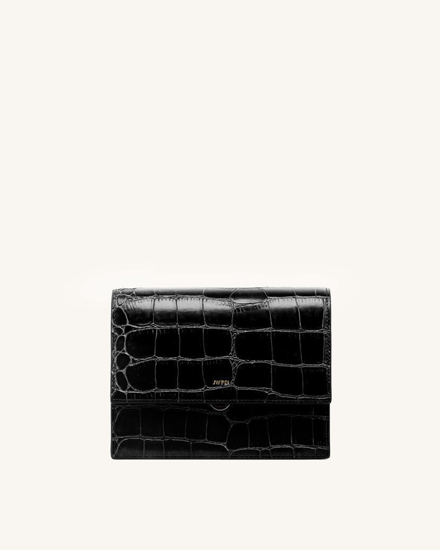 Mini borsa a patta - Coccodrillo nero