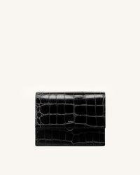 Mini borsa a patta - Coccodrillo nero