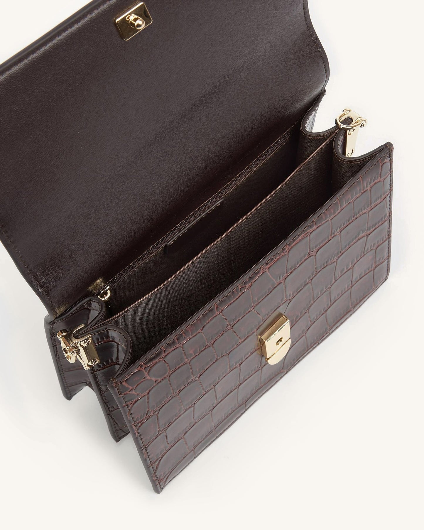 Mini borsa a patta - Coccodrillo marrone