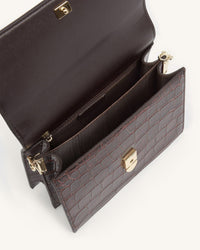 Mini borsa a patta - Coccodrillo marrone