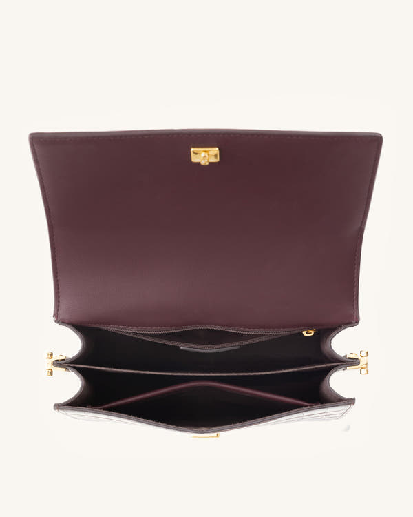 Mini borsa a patta - Coccodrillo marrone
