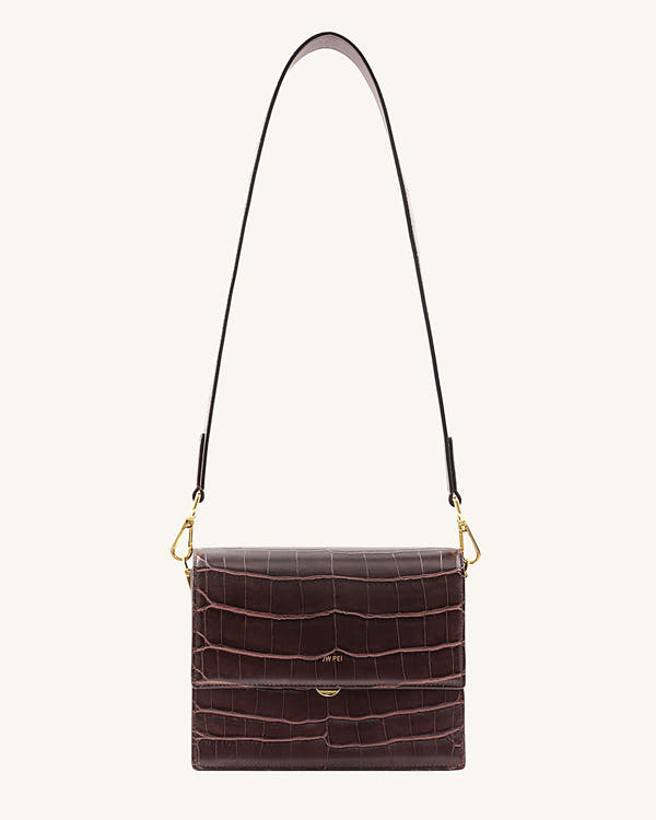 Mini borsa a patta - Coccodrillo marrone