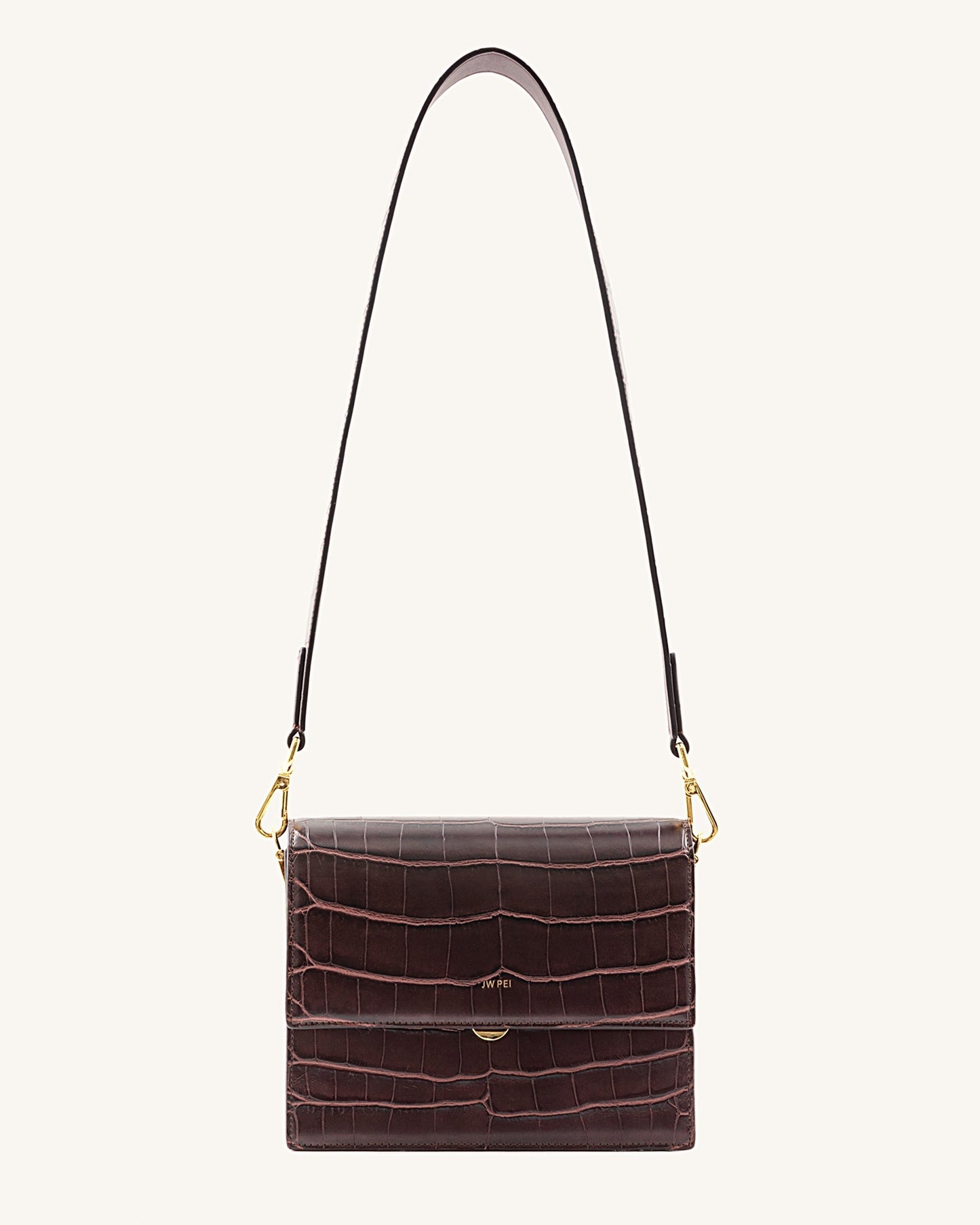 Mini borsa a patta - Coccodrillo marrone