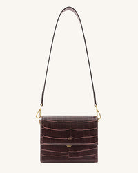 Mini borsa a patta - Coccodrillo marrone