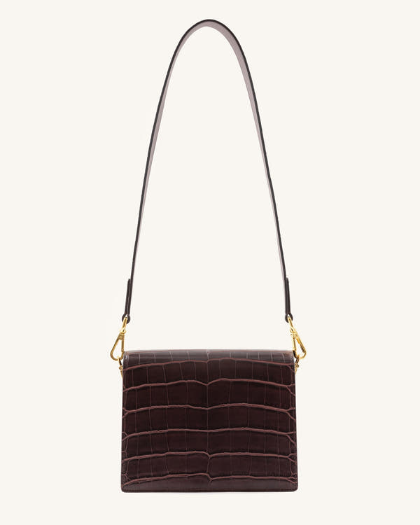 Mini borsa a patta - Coccodrillo marrone