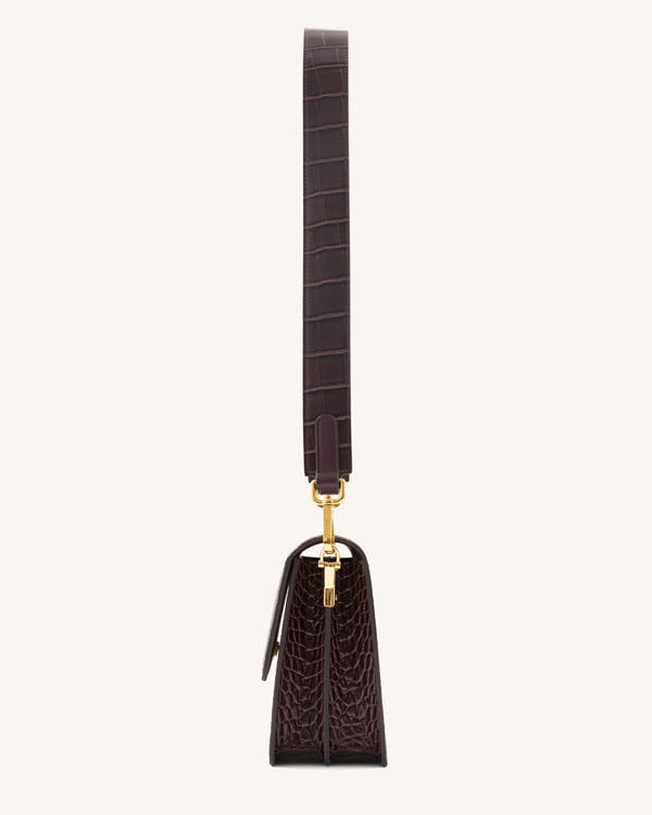 Mini borsa a patta - Coccodrillo marrone