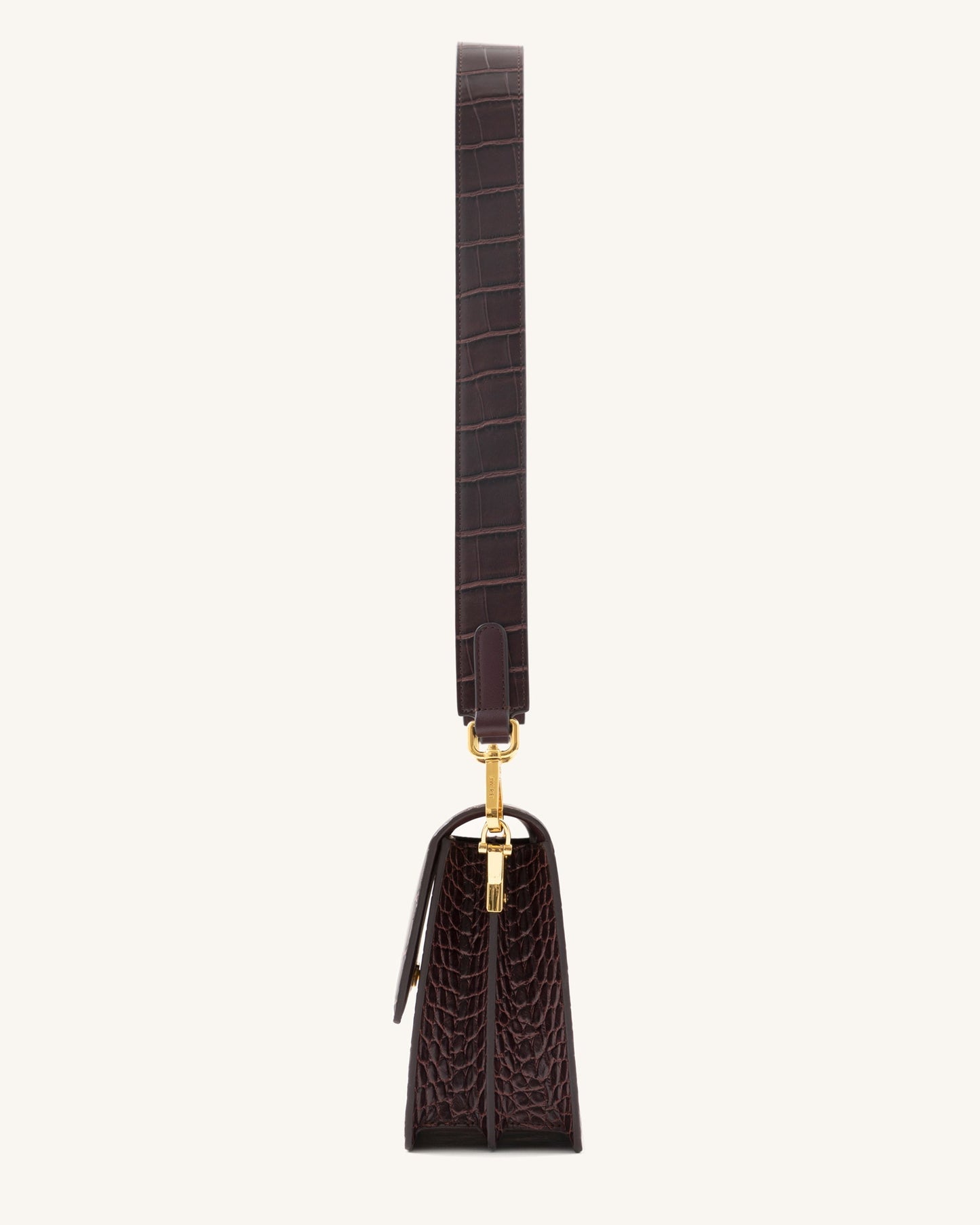 Mini borsa a patta - Coccodrillo marrone