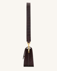 Mini borsa a patta - Coccodrillo marrone