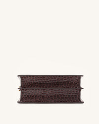 Mini borsa a patta - Coccodrillo marrone