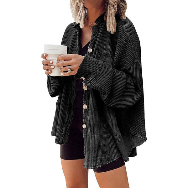 Evina™ Camicia Maglione a Maglia Waffle